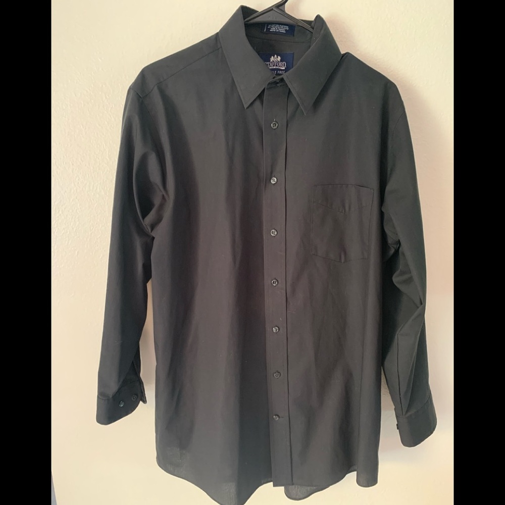 Stafford Black Wrinkle free shirt